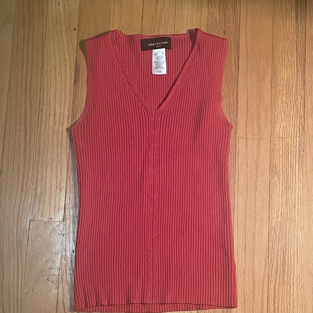 Jones New York Pink Fitted Ribbed Tank Top